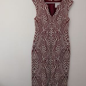 Elegant Red and White Patterned Dress